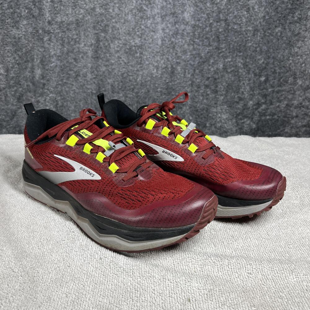 Brooks Caldera Shoes Mens Size 12 Red Mesh Lace Up Cushioned Trail Running